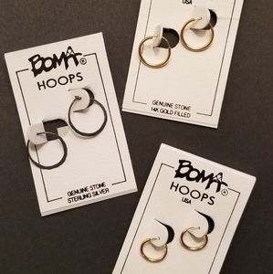 3 Pair Boma Tiny Hoops-1 Sterling, 2 Gold Filled